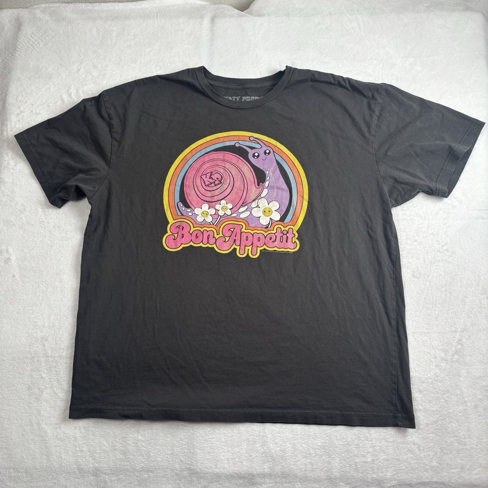 Katy Perry Play Bon Appetit Grey Short‎ Sleeve Graphic Shirt Women's 2XL